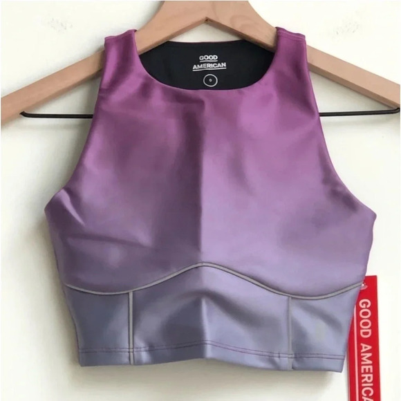 New Good American Electric Feel Ombre Contour Bra top sunset halter Racerback - Picture 7 of 16